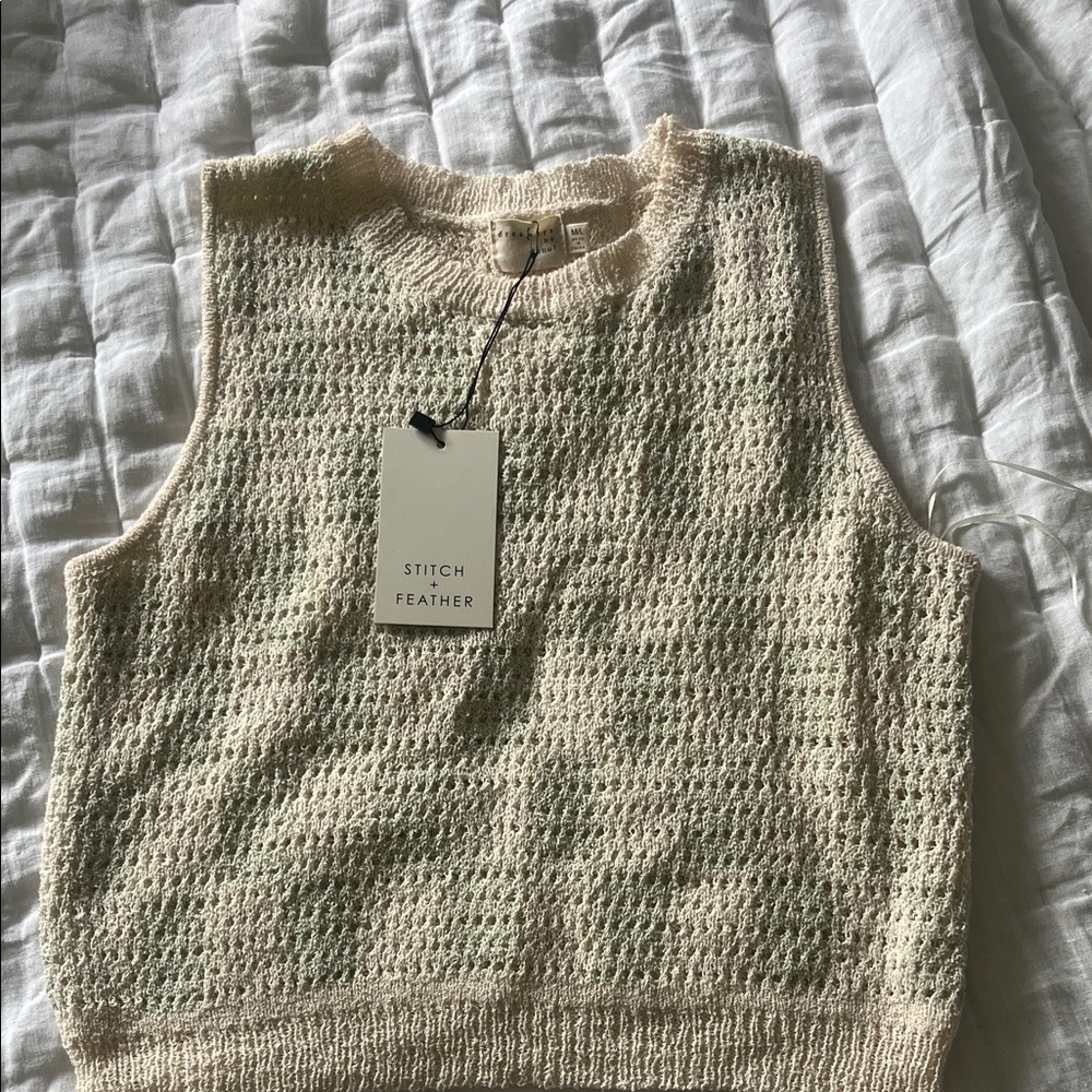Cream Knit Sleeveless Top